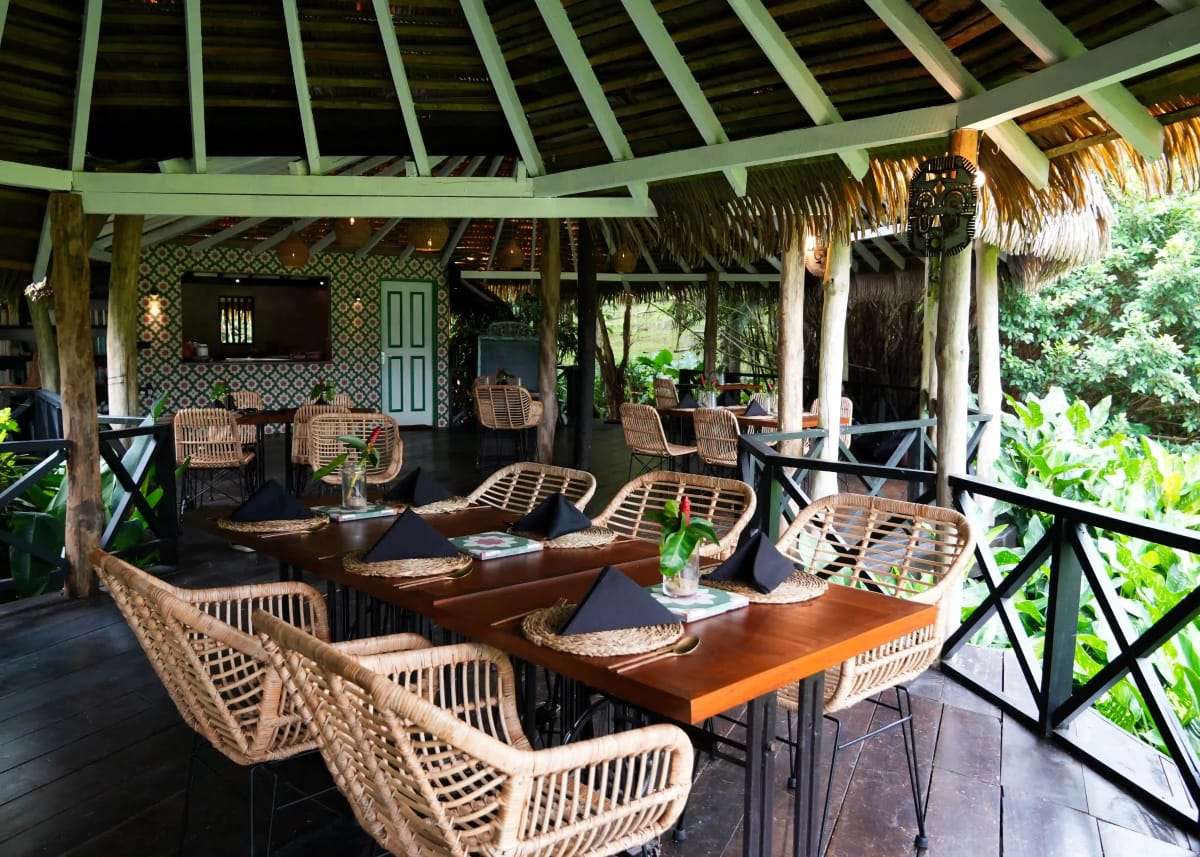 Interior of the restaurant with tables and chairs
